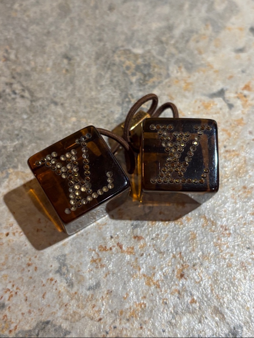 Louis Vuitton Amber Brown Crystal Dice Hair Ties